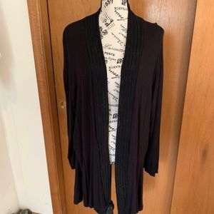 Jacqui Knapp open drape cardigan with embellished collar. Black. 3x. Used.
